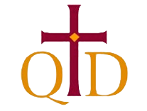 logo me inicialet Q,D dhe nje kryq ne mes e Qendres Diagnostike Ungjillezimi